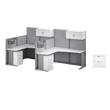 Pemberly Row Set of 3 2-Drawer File Cabinet & 2 L Cubicle Desks in White