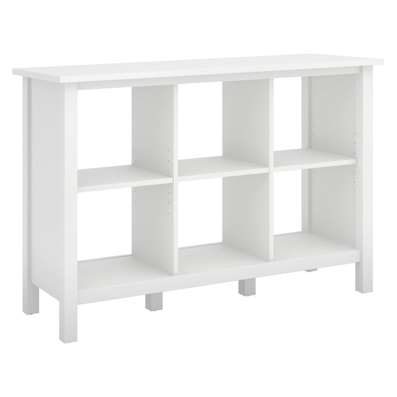 Pemberly Row Set of 3 6-Cube Storage Wood Bookcase & 2 L Cubicle Desks in White