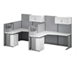 Pemberly Row Set of 3 6-Cube Storage Wood Bookcase & 2 L Cubicle Desks in White
