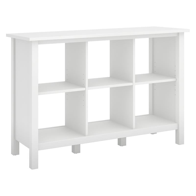 Pemberly Row Set of 3 6-Cube Storage Wood Bookcase & 2 L Cubicle Desks in White