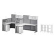 Pemberly Row Set of 3 6-Cube Storage Wood Bookcase & 2 L Cubicle Desks in White