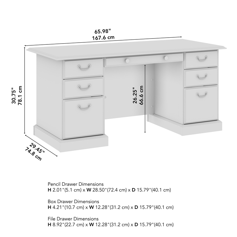Pemberly Row Set of 2 5-Shelf Bookcase & Executive Desk with Drawers