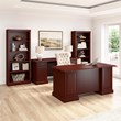 Pemberly Row Set of 2 5-Shelf Bookcase & Executive Desk with Drawers