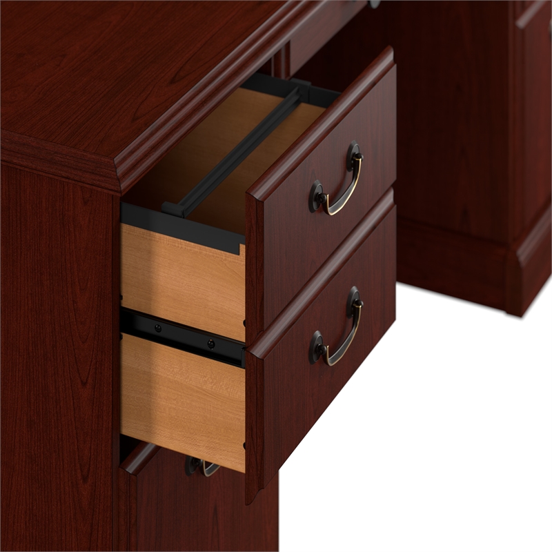 Pemberly Row Set of 3 5-Shelf Bookcase & Lateral File Cabinet & Executive Desk