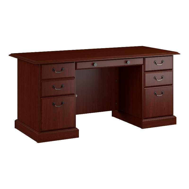 Pemberly Row Set of 3 5-Shelf Bookcase & Lateral File Cabinet & Executive Desk