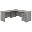 Pemberly Row Set of 2 5-Shelf Bookcase & L-Shaped Desk with Mobile File Cabinet
