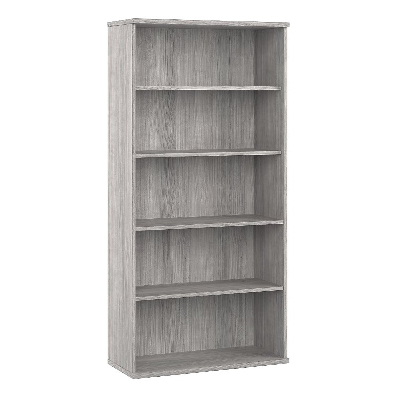 Pemberly Row Set of 2 5-Shelf Bookcase & L-Shaped Desk with Mobile File Cabinet