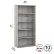 Pemberly Row Set of 2 5-Shelf Bookcase & L-Shaped Desk with Mobile File Cabinet