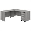 Pemberly Row Set of 2 6-Cube Bookcase & L-Shaped Desk with Mobile File Cabinet