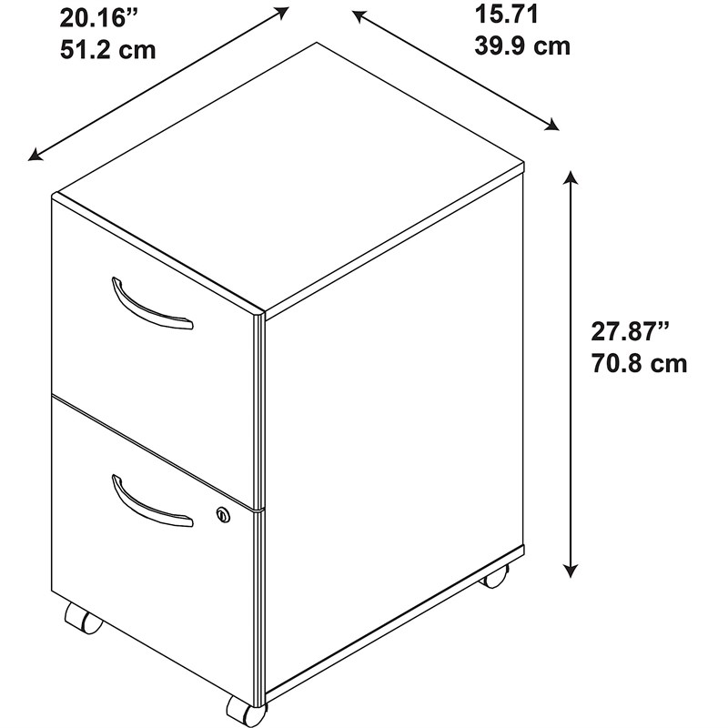 Pemberly Row Set of 2 Wood Mobile File Cabinet & L-Shaped Desk with File Cabinet
