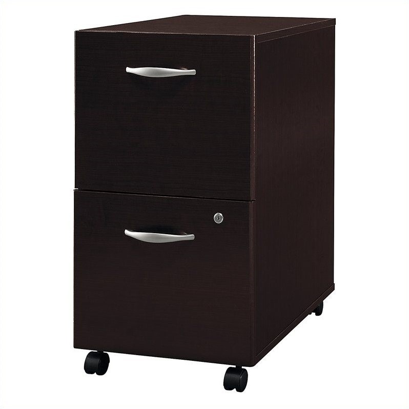 Pemberly Row Set of 2 Wood Mobile File Cabinet & L-Shaped Desk with File Cabinet