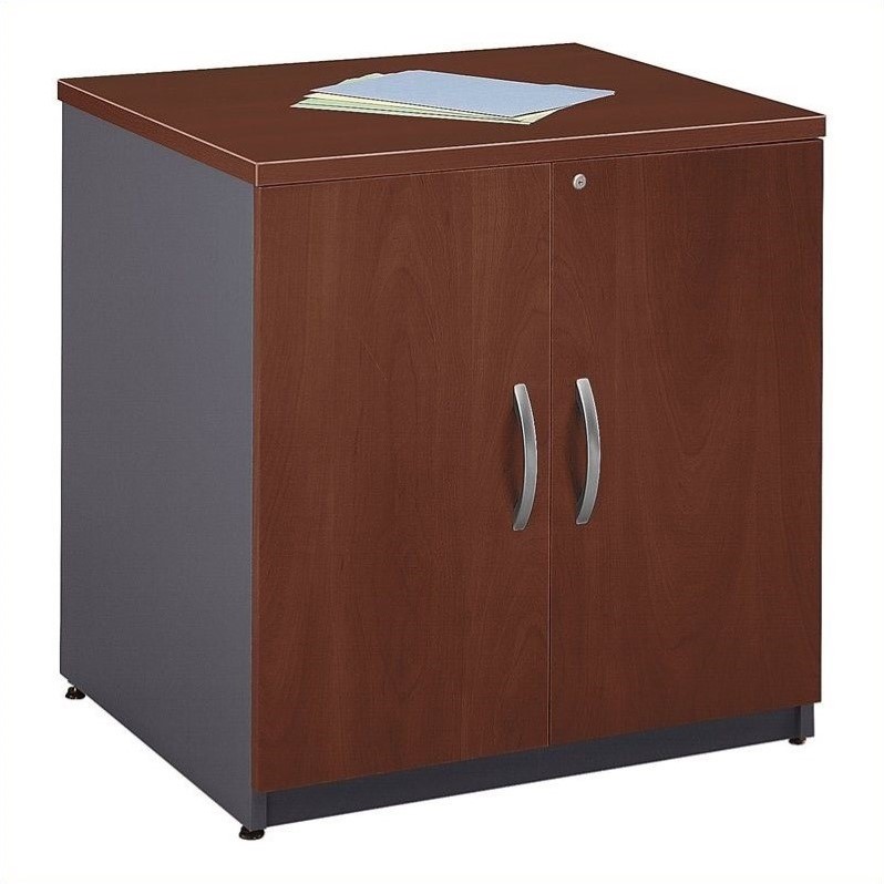 Pemberly Row Set of 2 Wood Storage Cabinet & L-Shaped Desk with Drawers