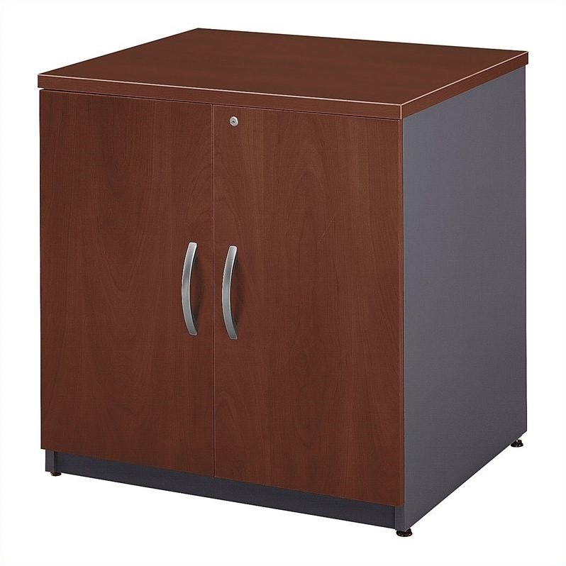 Pemberly Row Set of 2 Wood Storage Cabinet & L-Shaped Desk with Drawers