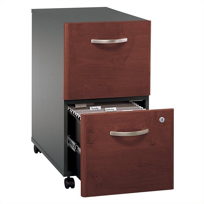 Pemberly Row Set of 2 2-Drawer Mobile File Cabinet & L-Shaped Desk with Drawers