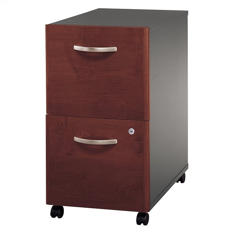 Pemberly Row Set of 2 2-Drawer Mobile File Cabinet & L-Shaped Desk with Drawers