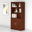 Pemberly Row Set of 2 5-Shelf Bookcase with Doors & L-Shaped Desk with Drawers