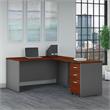 Pemberly Row Set of 2 Wood 5-Shelf Bookcase & L-Shaped Desk with Drawers