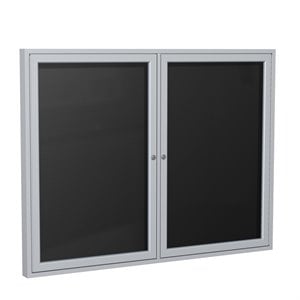 Pemberly Row Vinyl 36&quotx48&quot 2 Door Enclosed Headliner Flannel Letterboard - Black