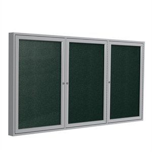Pemberly Row Vinyl 36&quot x 72&quot 3 Door Enclosed Bulletin Board in Black