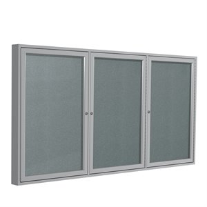 Pemberly Row Vinyl 36&quot x 72&quot 3 Door Enclosed Bulletin Board in Stone