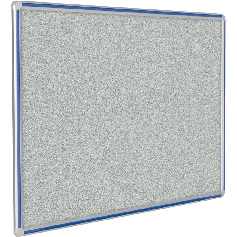 Pemberly Row Vinyl 4'x10' Bulletin Board with Royal Blue Trim in Gray