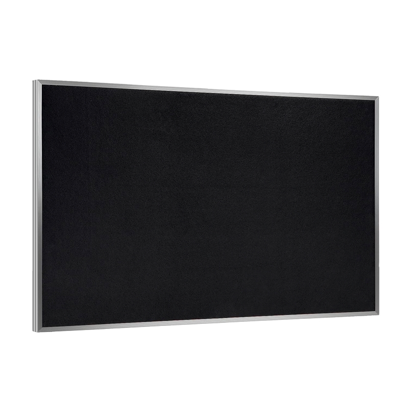 Pemberly Row 4' x 6' Rubber Bulletin Board with Aluminum Frame in Black