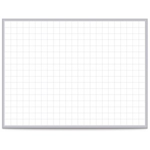 Pemberly Row Vinyl 3' x 4' Magnetic Whiteboard with 2&quot x 2&quot Grid in Gray