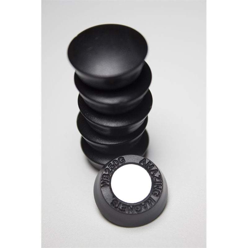 Pemberly Row Plastic Rare Earth Button Magnets 6 Pack in Black