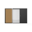 Pemberly Row Magnetic Ceramic Whiteboard Cabinet Cork Doors Black 4 x 4ft