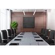 Pemberly Row Magnetic Ceramic Whiteboard Cabinet Cork Doors Black 4 x 4ft