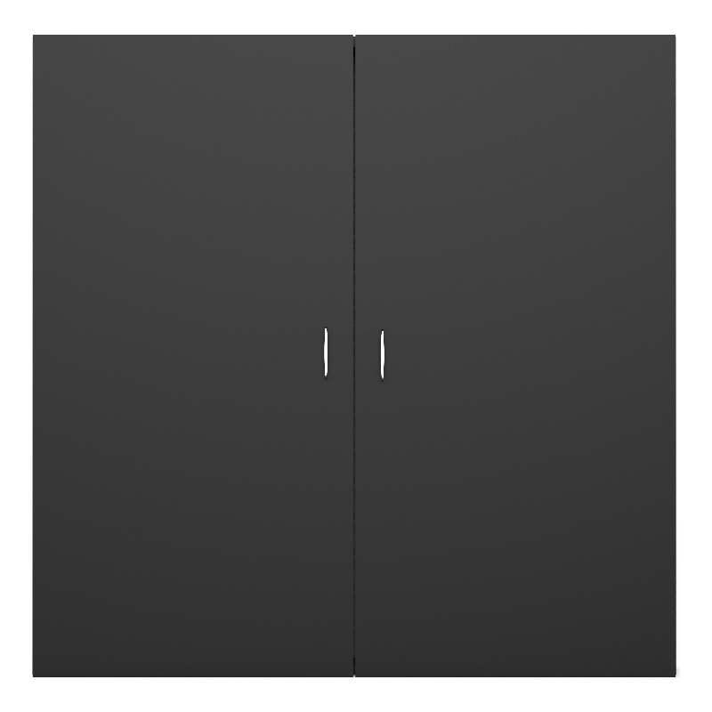 Pemberly Row Magnetic Ceramic Whiteboard Cabinet Cork Doors Black 4 x 4ft