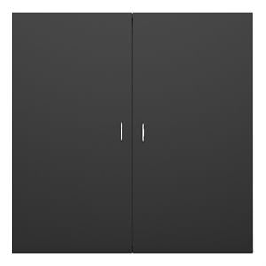 Pemberly Row Magnetic Ceramic Whiteboard Cabinet Cork Doors Black 4 x 4ft