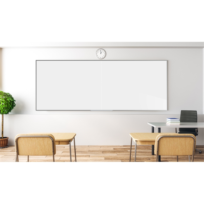 Pemberly Row Porcelain Whiteboard Aluminum Frame Magnetic 4x12ft 2PCs  w/Joiner