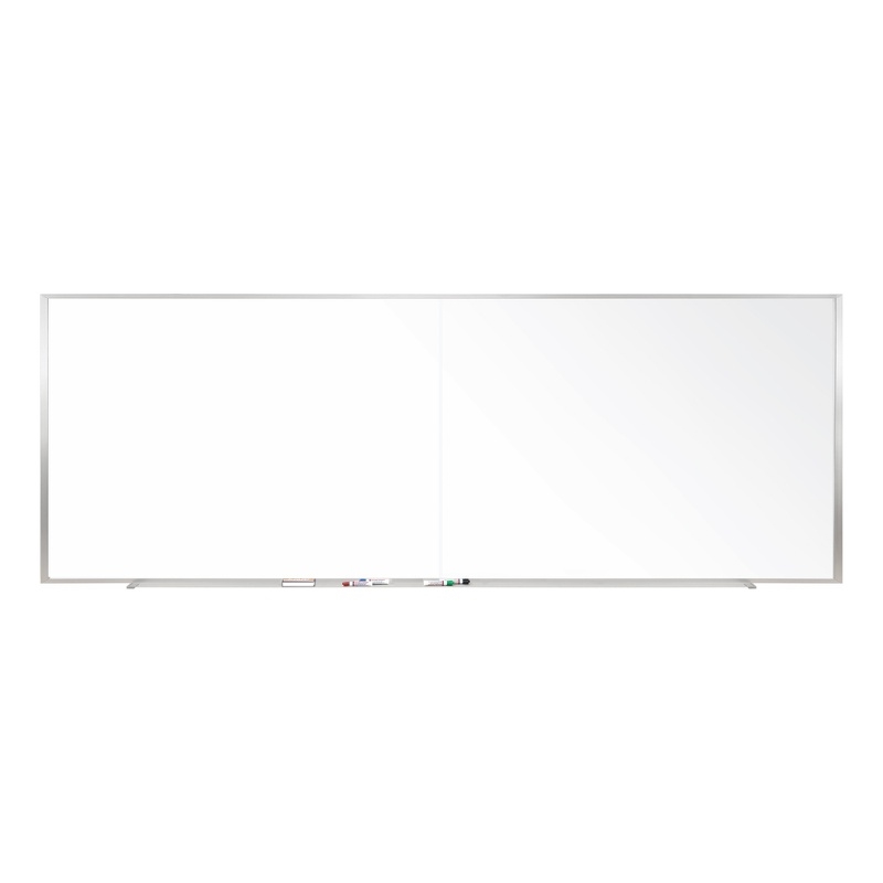 Pemberly Row Porcelain Whiteboard Aluminum Frame Magnetic 4x12ft 2PCs  w/Joiner