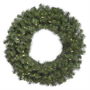 Pemberly Row 84&quot Douglas Fir LED Lights Artificial Christmas Wreath in Green
