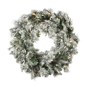 Pemberly Row 48&quot Artificial Christmas Wreath in Flocked White/Green