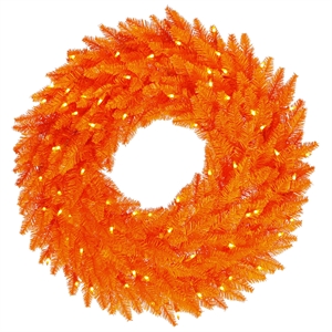 Pemberly Row 36&quot Fir Dura-lit LED Artificial Christmas Wreath in Orange