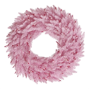 Pemberly Row 24&quot Plastic Fir Artificial Christmas Wreath in Pink