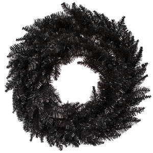 Pemberly Row 30&quot Plastic Fir Artificial Christmas Wreath in Black
