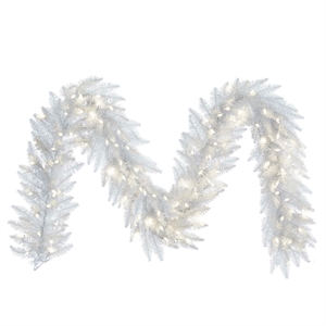 Pemberly Row 9'x14&quot Dura-lit LED Artificial Christmas Garland in White