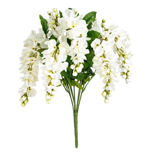 Pemberly Row 19&quot Contemporary Fabric Artificial Wistera Bush in White