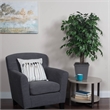 Pemberly Row 4' Artificial Green Ficus Bush in Black Plastic Pot