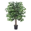 Pemberly Row 4' Artificial Green Ficus Bush in Black Plastic Pot