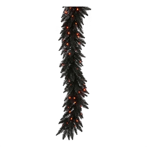 Pemberly Row Traditional 9'x14&quot Black Garl Dura-Lit LED 100Org