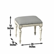 Pemberly Row Farmhouse Distressed Rustic Ivory Wood Vanity Bench