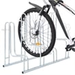 Pemberly Row 4 Bikes Floor Freestanding Galvanized Steel Bicycle Stand in Silver