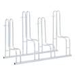 Pemberly Row 4 Bikes Floor Freestanding Galvanized Steel Bicycle Stand in Silver