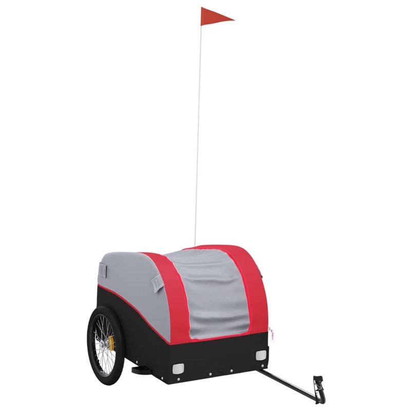 Pemberly Row Sturdy 99.2 lb Iron Bike Trailer in Black and Red
