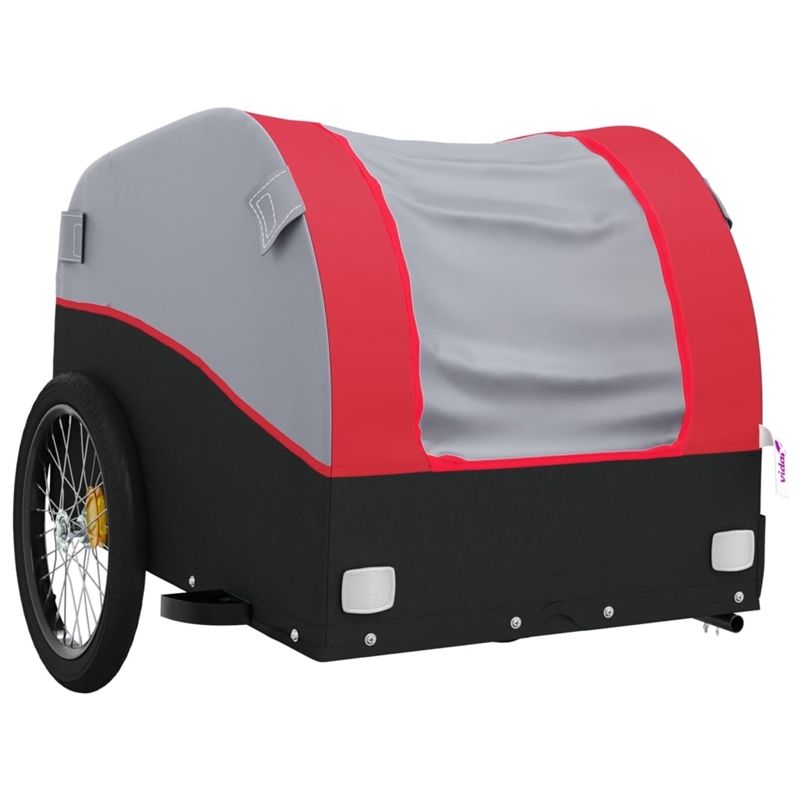 Pemberly Row Sturdy 99.2 lb Iron Bike Trailer in Black and Red