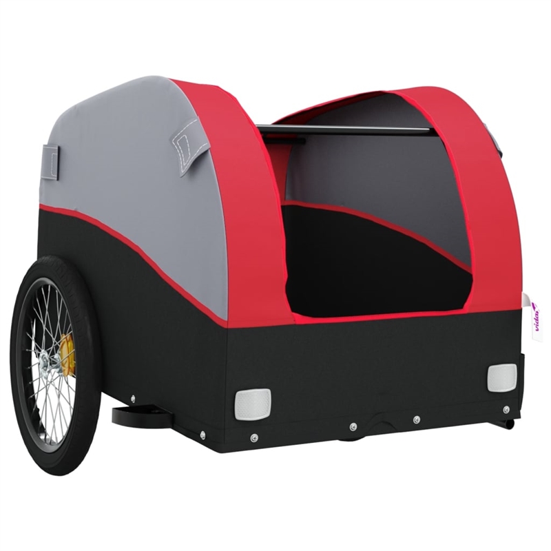Pemberly Row Sturdy 99.2 lb Iron Bike Trailer in Black and Red